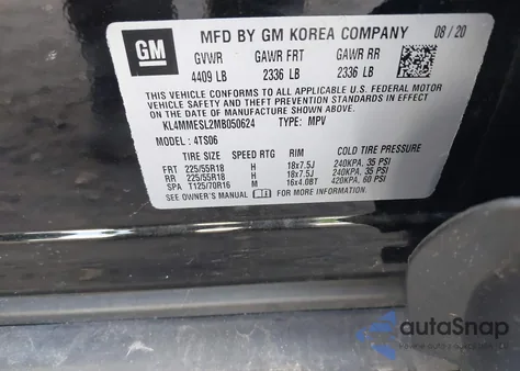 2021 Buick Encore Gx Select from USA, damaged, VIN KL4MMESL2MB050624